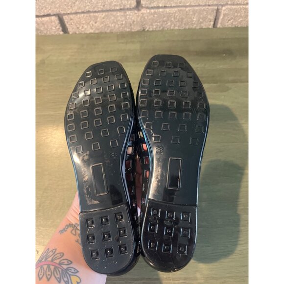 Jeffrey Campbell Womens SUNNIE Black Jelly Flats Woven Design Size 7 Square Toe - Picture 8 of 9